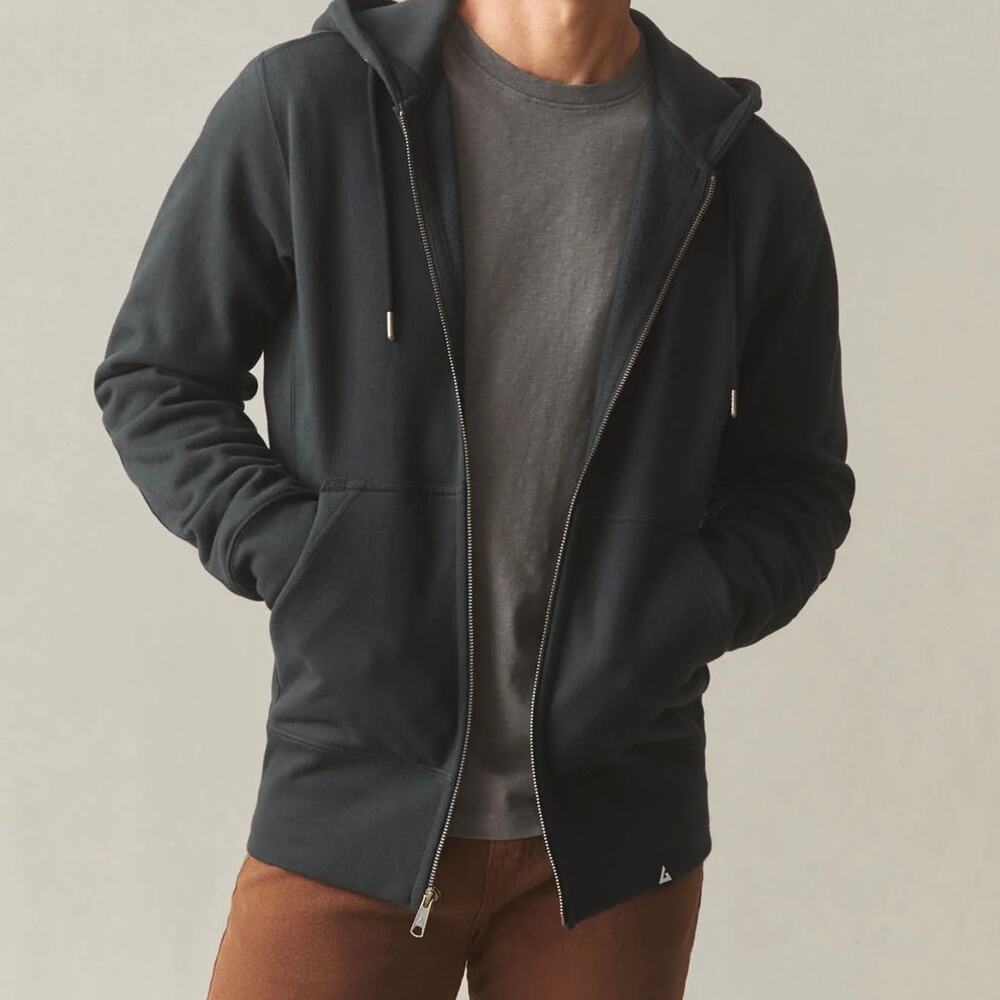 American Giant Classic Heavyweight Full Zip Hoodie Sweatshirt Men's Medium Black